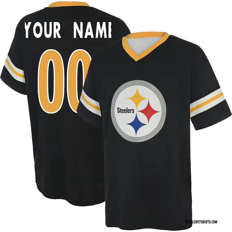 Men's Pittsburgh Steelers ＃00 Custom Black Name & Number Game Day V-Neck T-Shirt