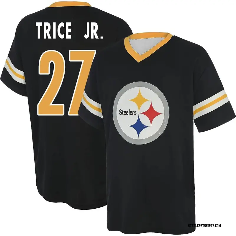 Men's Pittsburgh Steelers ＃27 Cory Trice Jr. Black Name & Number Game Day V-Neck T-Shirt