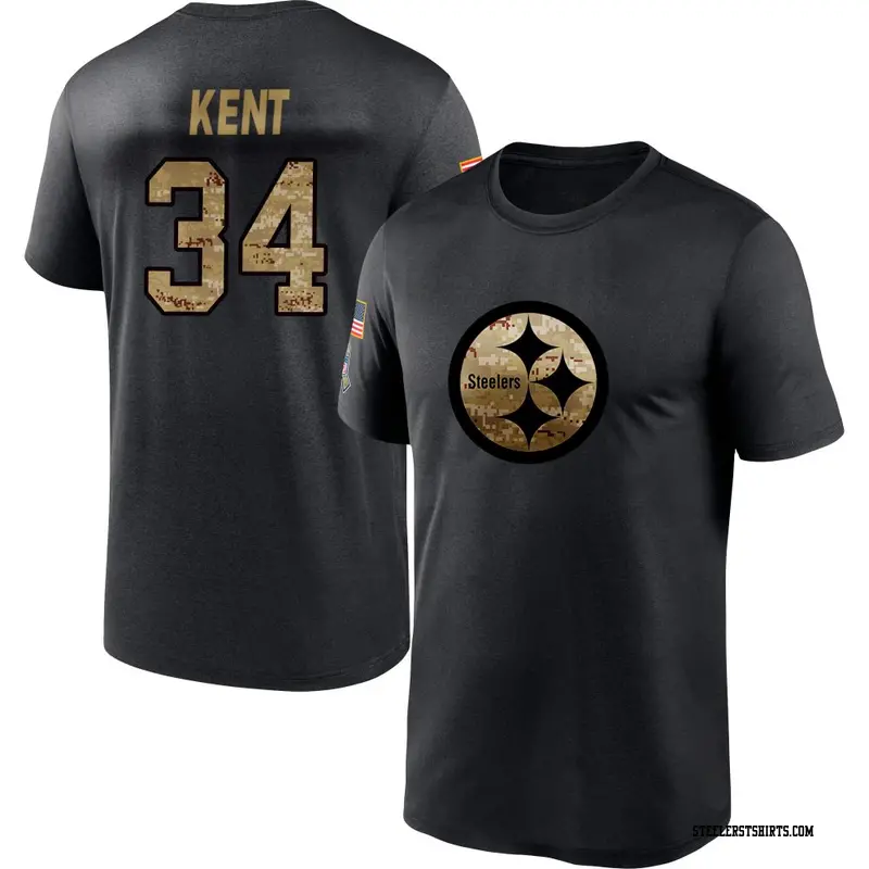 Men's Pittsburgh Steelers ＃34 Donte Kent Black 2020 Salute To Service Performance T-Shirt