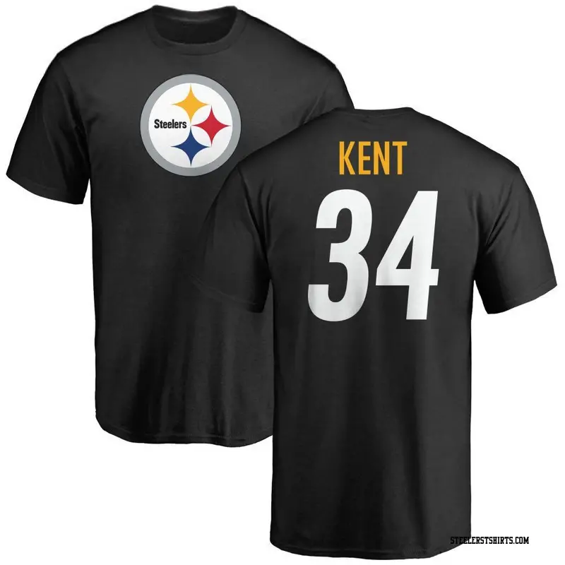Men's Pittsburgh Steelers ＃34 Donte Kent Black Name & Number Logo T-Shirt