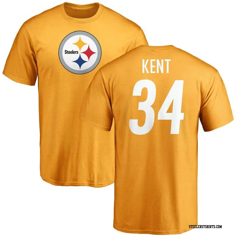Men's Pittsburgh Steelers ＃34 Donte Kent Gold Name & Number Logo T-Shirt