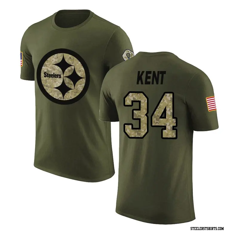 Men's Pittsburgh Steelers ＃34 Donte Kent Olive Salute to Service T-Shirt
