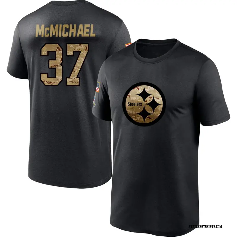 Men's Pittsburgh Steelers ＃37 Kyler McMichael Black 2020 Salute To Service Performance T-Shirt