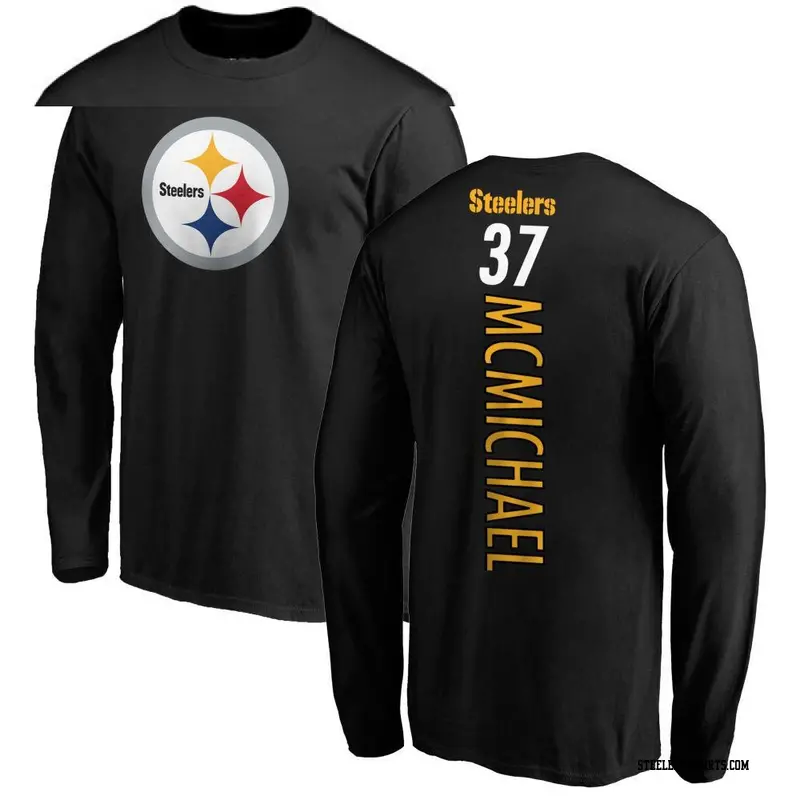 Men's Pittsburgh Steelers ＃37 Kyler McMichael Black Backer Long Sleeve T-Shirt