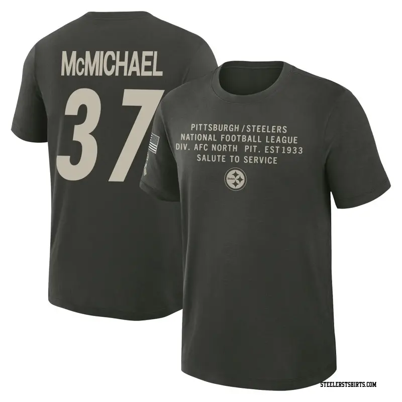 Men's Pittsburgh Steelers ＃37 Kyler McMichael Dark/Green 2025 Salute to Service Sideline Slub T-Shirt