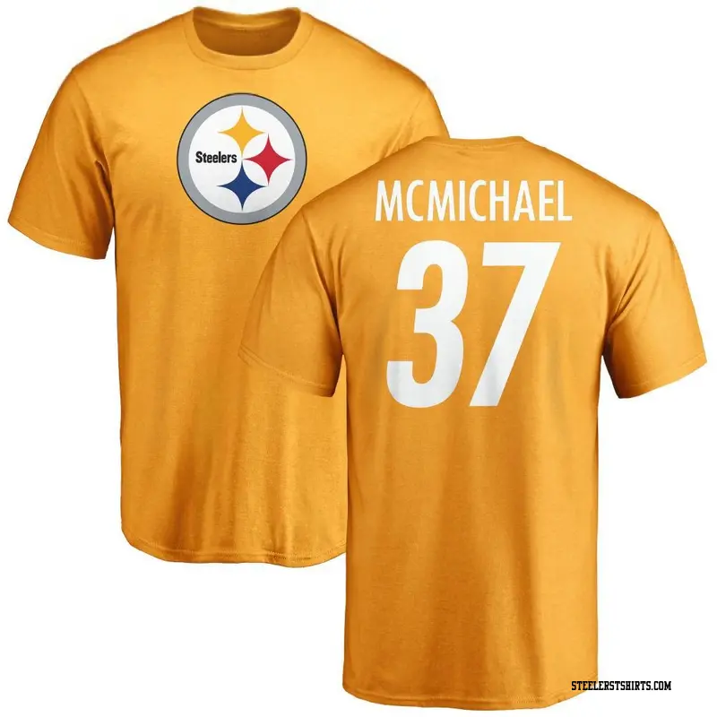 Men's Pittsburgh Steelers ＃37 Kyler McMichael Gold Name & Number Logo T-Shirt