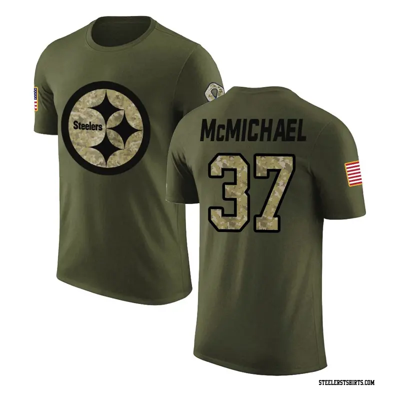 Men's Pittsburgh Steelers ＃37 Kyler McMichael Olive Salute to Service T-Shirt