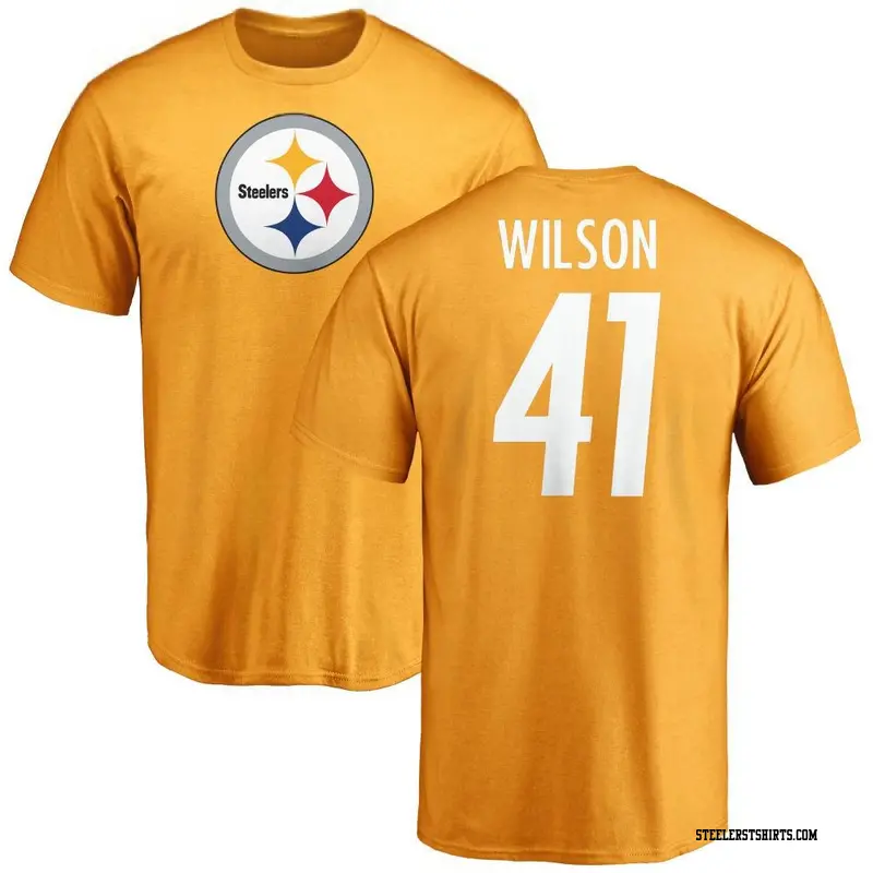 Men's Pittsburgh Steelers ＃41 Payton Wilson Gold Name & Number Logo T-Shirt