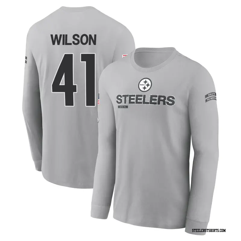 Men's Pittsburgh Steelers ＃41 Payton Wilson Gray 2024 Salute to Service Long Sleeve T-Shirt