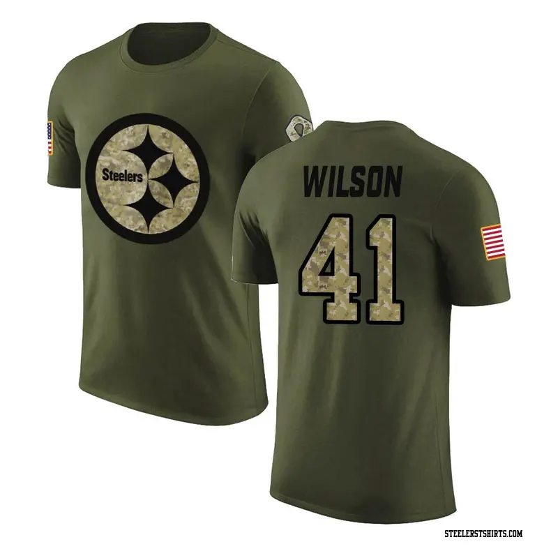 Men's Pittsburgh Steelers ＃41 Payton Wilson Olive Salute to Service T-Shirt