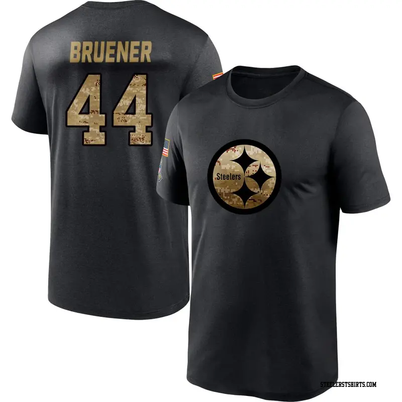 Men's Pittsburgh Steelers ＃44 Carson Bruener Black 2020 Salute To Service Performance T-Shirt