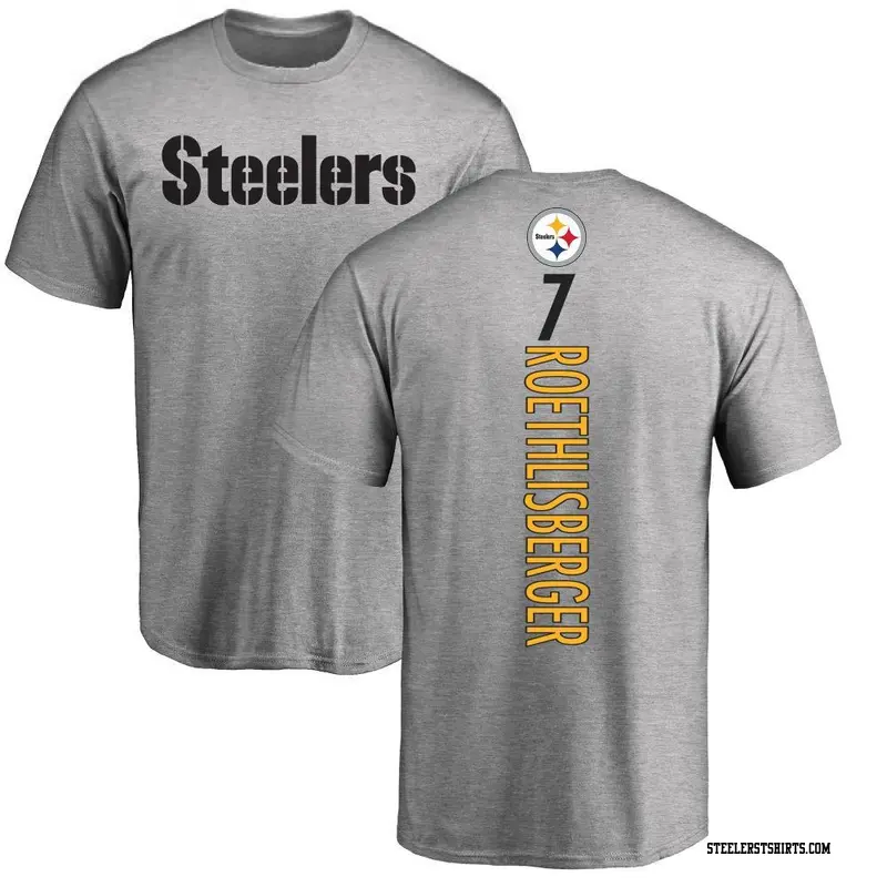 Men's Pittsburgh Steelers ＃7 Ben Roethlisberger Ash Backer T-Shirt