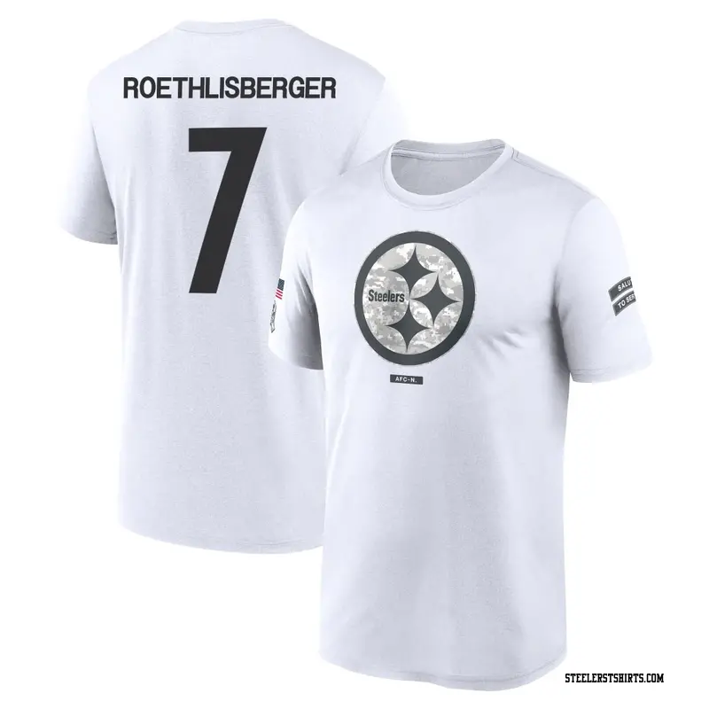 Men's Pittsburgh Steelers ＃7 Ben Roethlisberger White 2024 Salute to Service Performance T-Shirt