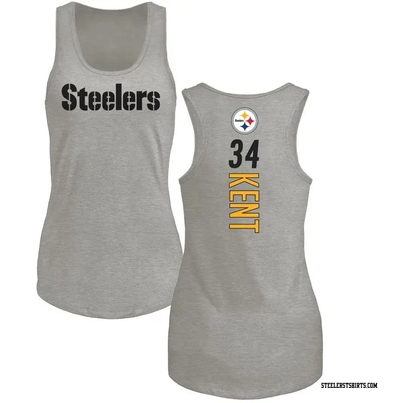 Women's Pittsburgh Steelers ＃34 Donte Kent Ash Backer Tank Top