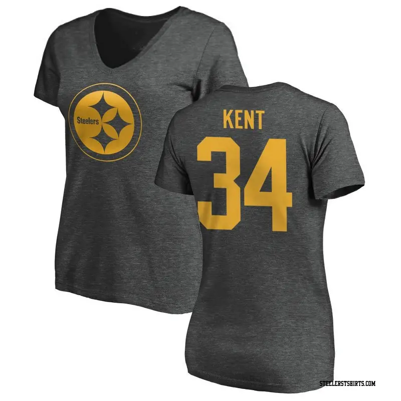 Women's Pittsburgh Steelers ＃34 Donte Kent Ash One Color T-Shirt