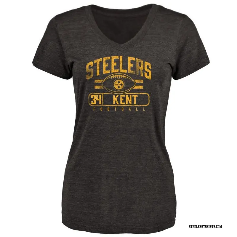Women's Pittsburgh Steelers ＃34 Donte Kent Black Flanker T-Shirt