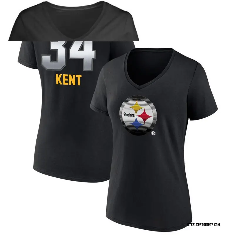 Women's Pittsburgh Steelers ＃34 Donte Kent Black Midnight Mascot T-Shirt