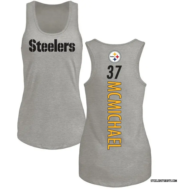 Women's Pittsburgh Steelers ＃37 Kyler McMichael Ash Backer Tank Top