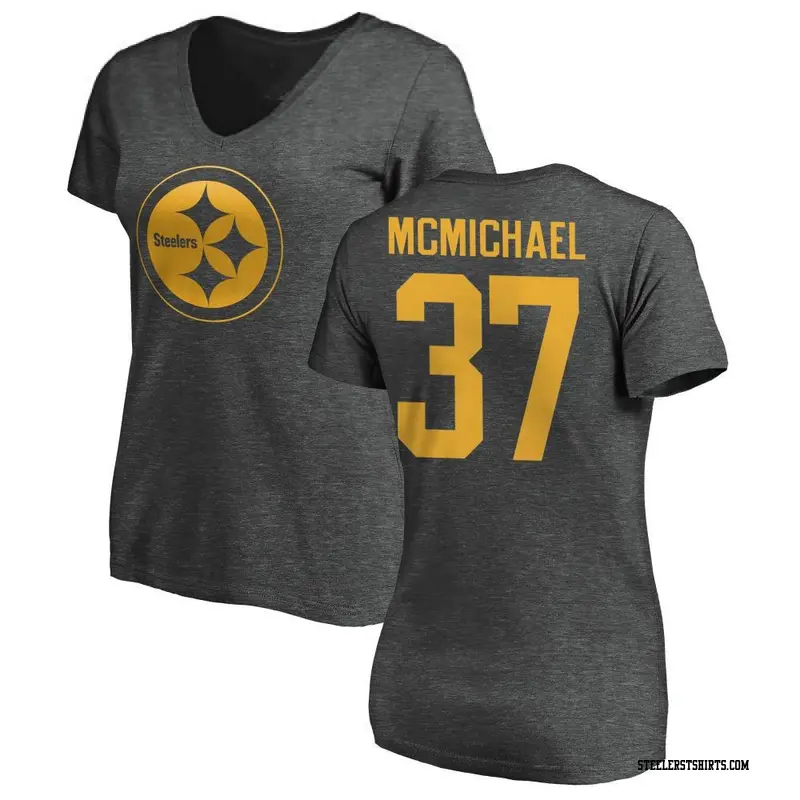 Women's Pittsburgh Steelers ＃37 Kyler McMichael Ash One Color T-Shirt