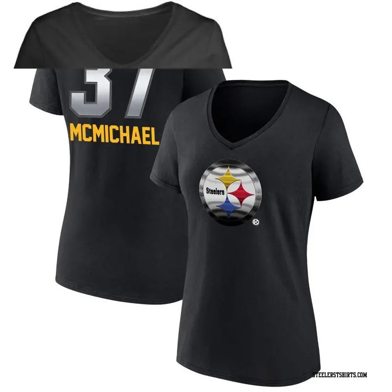 Women's Pittsburgh Steelers ＃37 Kyler McMichael Black Midnight Mascot T-Shirt