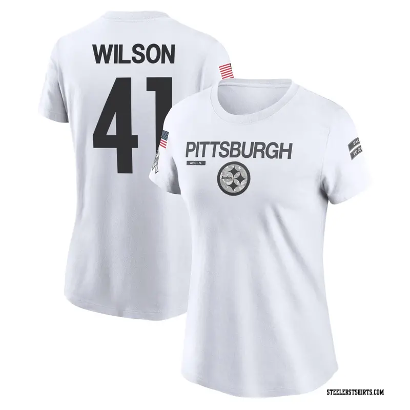 Women's Pittsburgh Steelers ＃41 Payton Wilson White 2024 Salute to Service Performance T-Shirt