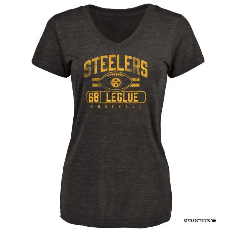 Women's Pittsburgh Steelers ＃68 John Leglue Black Flanker T-Shirt