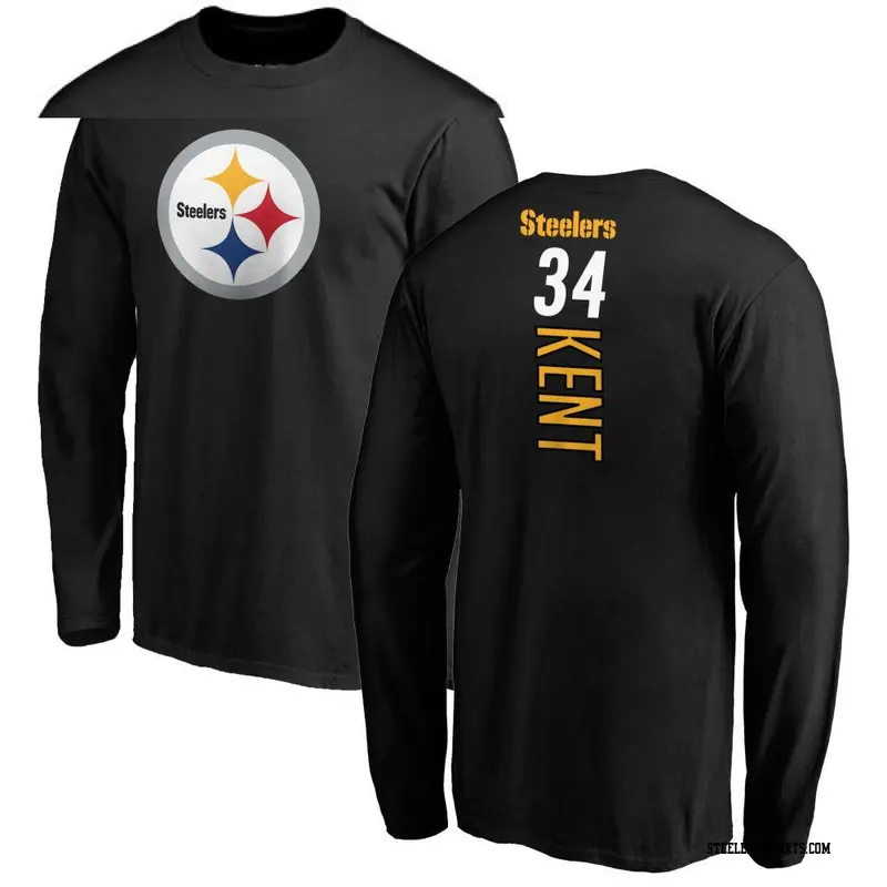 Youth Pittsburgh Steelers ＃34 Donte Kent Black Backer Long Sleeve T-Shirt