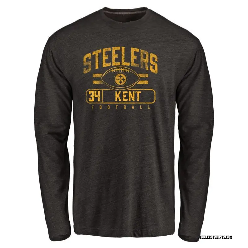 Youth Pittsburgh Steelers ＃34 Donte Kent Black Flanker Long Sleeve T-Shirt