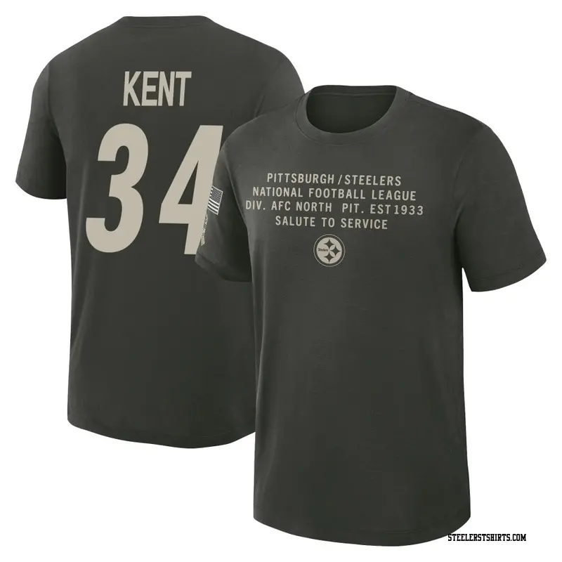 Youth Pittsburgh Steelers ＃34 Donte Kent Dark/Green 2025 Salute to Service Sideline Slub T-Shirt