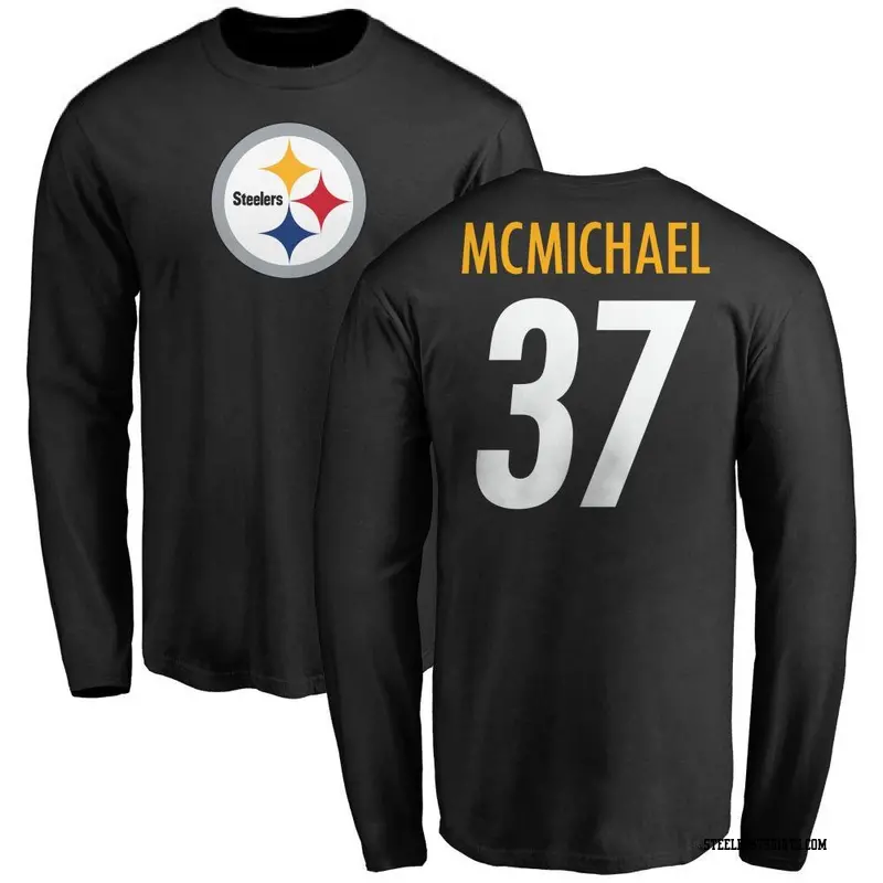 Youth Pittsburgh Steelers ＃37 Kyler McMichael Black Name & Number Logo Long Sleeve T-Shirt