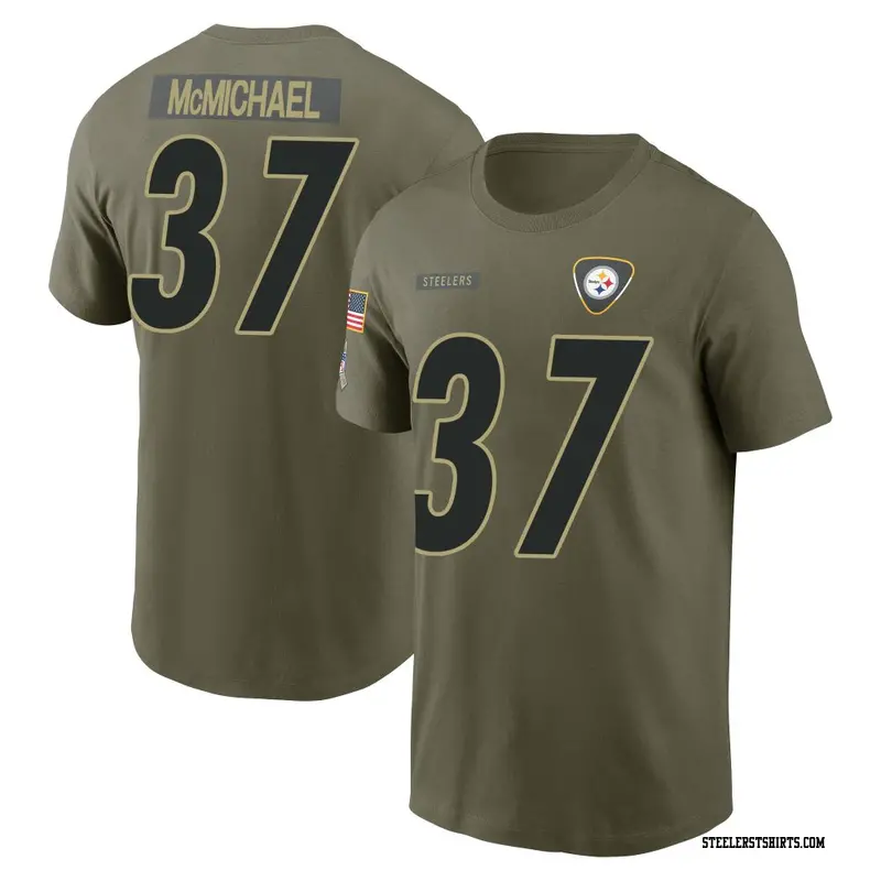 Youth Pittsburgh Steelers ＃37 Kyler McMichael Olive 2025 Salute to Service Name & Number T-Shirt