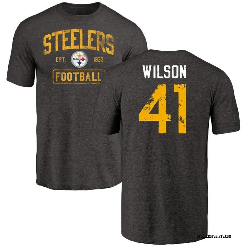 Youth Pittsburgh Steelers ＃41 Payton Wilson Black Distressed Name & Number T-Shirt
