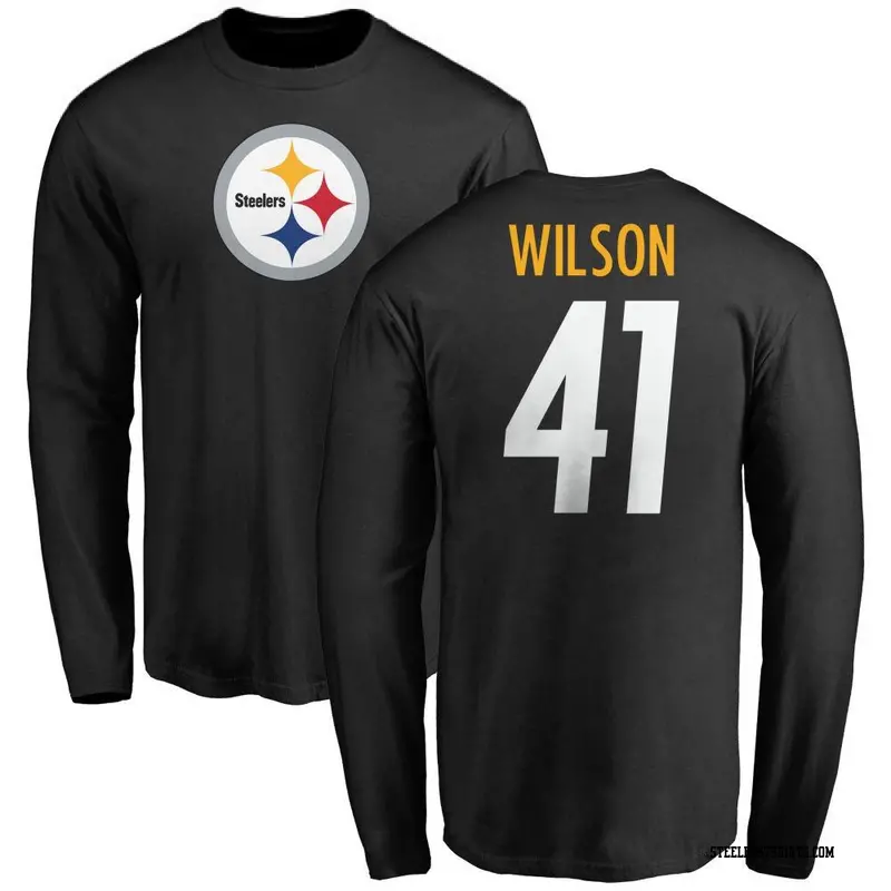 Youth Pittsburgh Steelers ＃41 Payton Wilson Black Name & Number Logo Long Sleeve T-Shirt