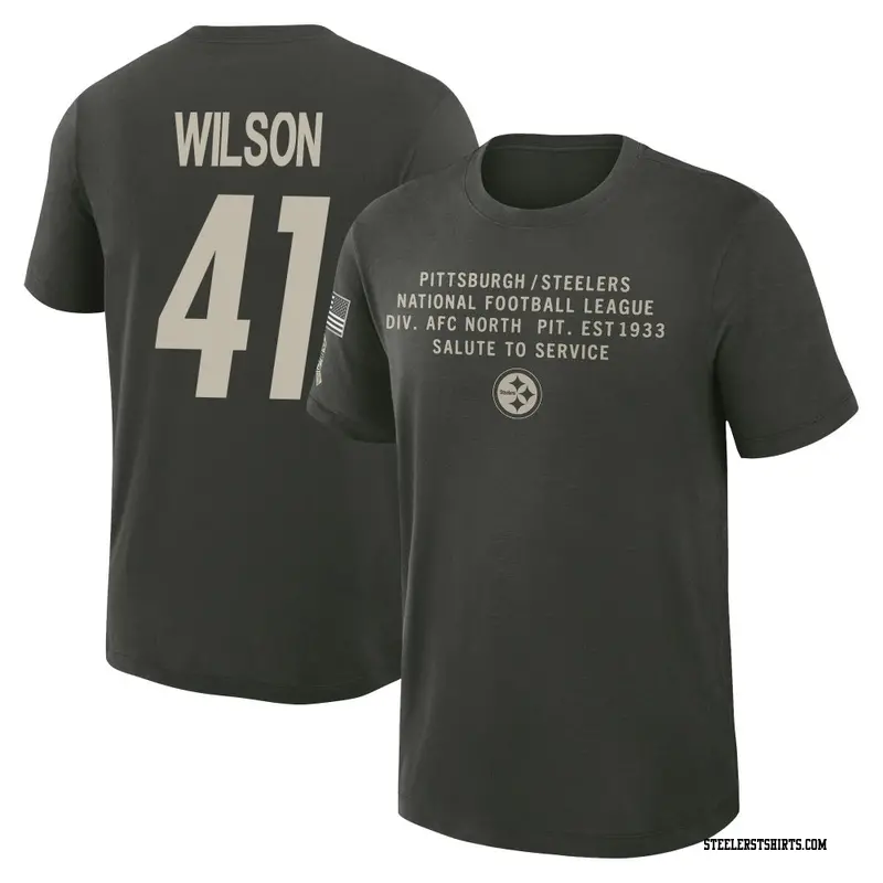 Youth Pittsburgh Steelers ＃41 Payton Wilson Dark/Green 2025 Salute to Service Sideline Slub T-Shirt
