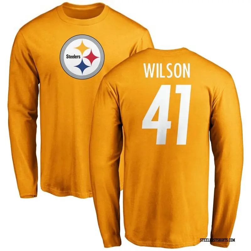 Youth Pittsburgh Steelers ＃41 Payton Wilson Gold Name & Number Logo Long Sleeve T-Shirt