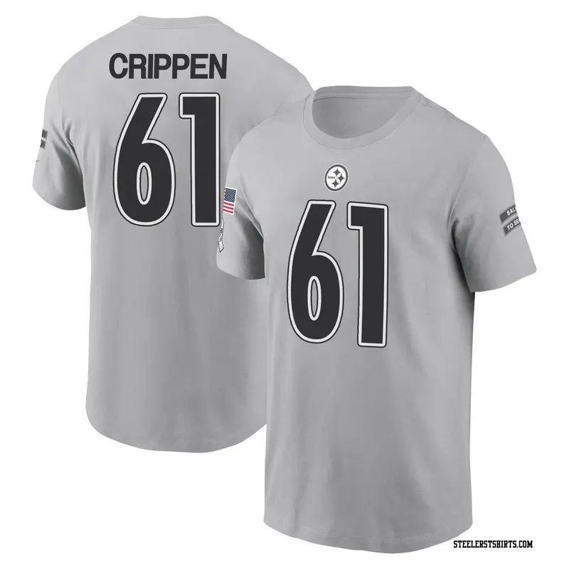 Youth Pittsburgh Steelers ＃61 Greg Crippen Gray 2024 Salute to Service Name & Number T-Shirt