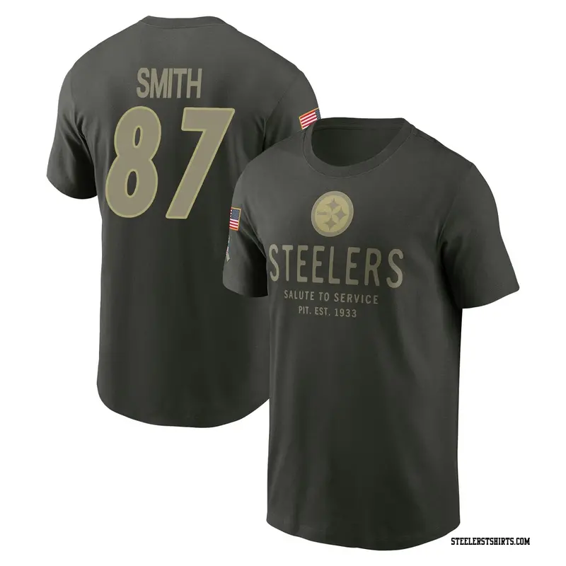 Youth Pittsburgh Steelers ＃87 Brandon Smith Forest/Green 2025 Salute to Service Sideline Primary Edge T-Shirt